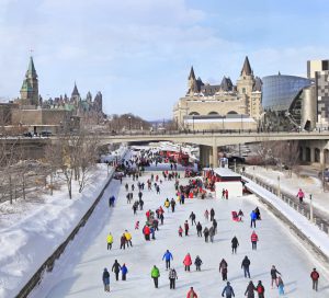 Rideau Canal Ice Skating Rink in winter, Ottawa, Canada