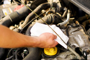 Checking the oil level via the screw plug