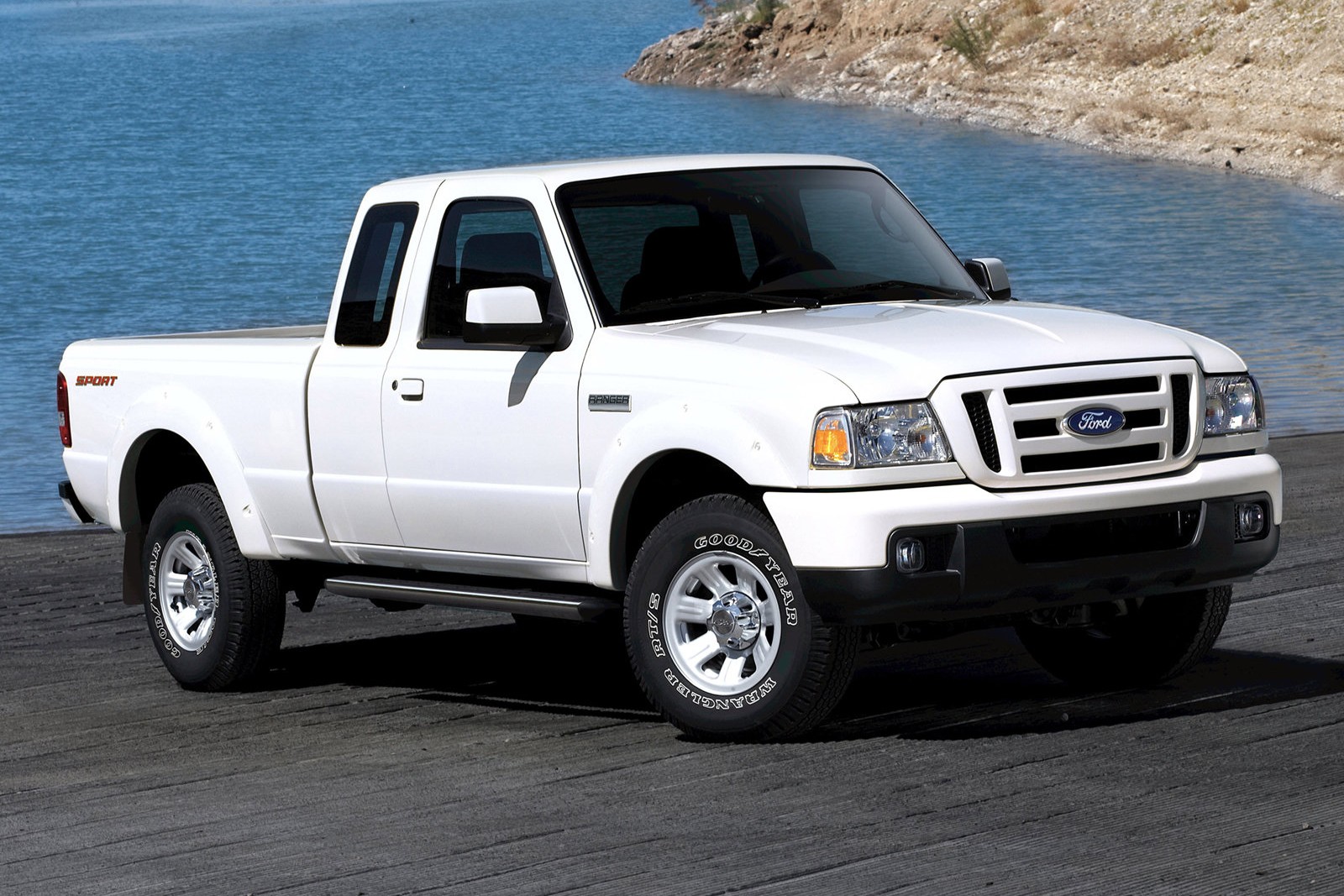 2011 Ford Ranger in front of a lake.