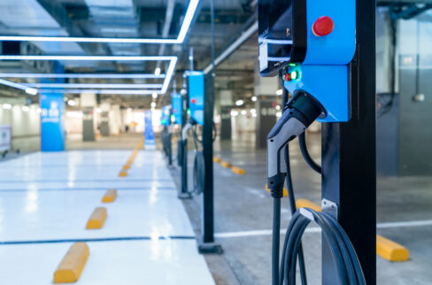 Charging point in car parking lot