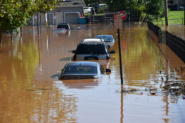 Submerged cars in flood after Hurricane