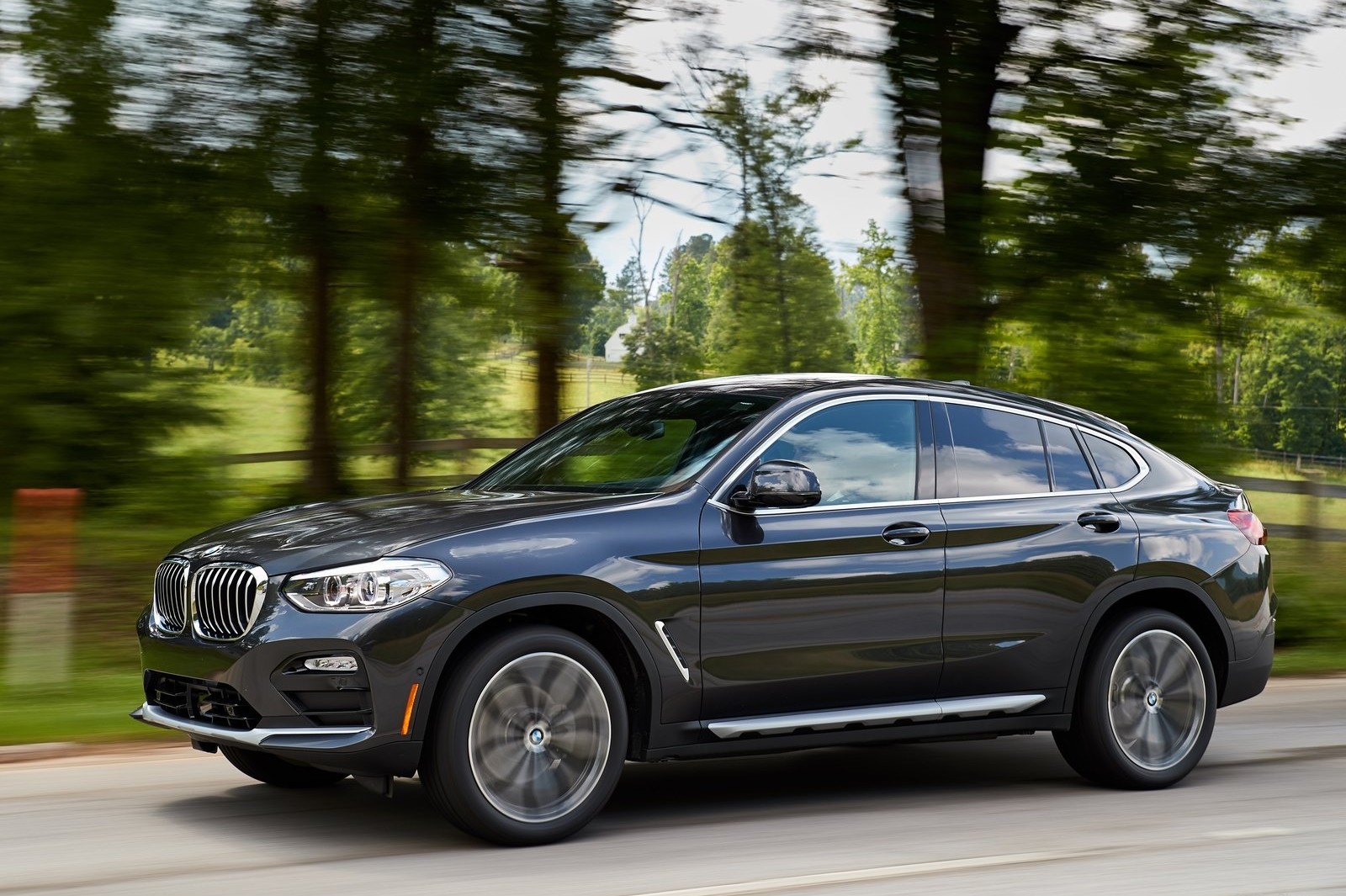 2019 BMW X4 Driving along wooded road