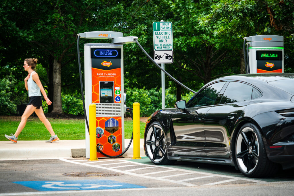 Charge Point Charging Station with Porsche Tycan